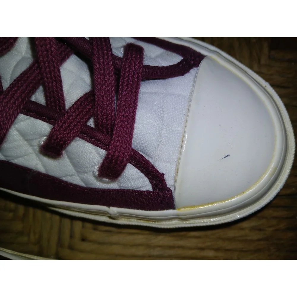 Rare Converse Chuck 70 High White With Maroon No Box Unisex Size 9